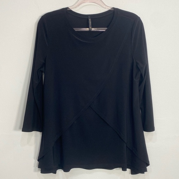 IC By Connie Blouse Boho Layered Women's Medium Black - Picture 1 of 9